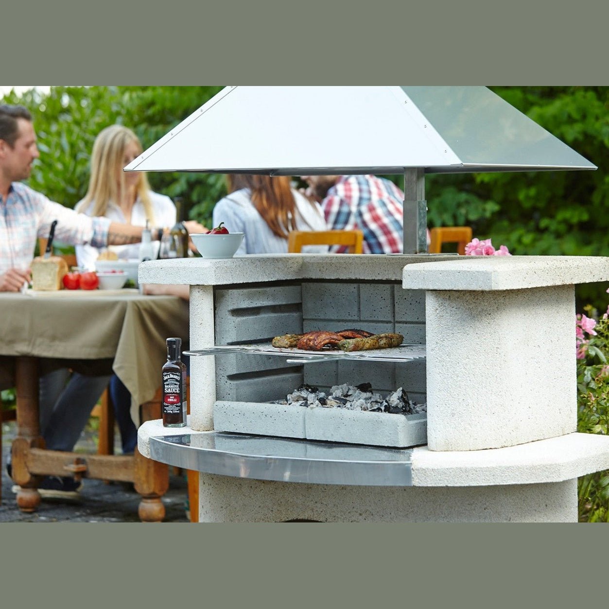 Buschbeck Venedig Masonry Barbecue with Stainless Steel Hood | VENEDIG_SSH - Masonry BBQs - VENEDIG_SSH - GardenHearth