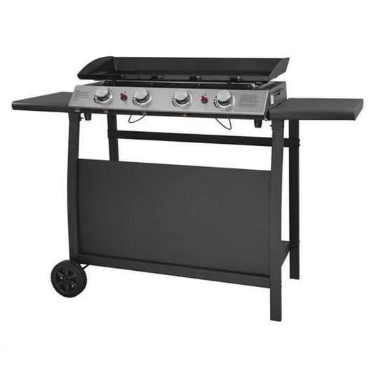 Callow Black 4 Burner Gas Griddle and Plancha with Stand and Side Tables | 1104+stand - BBQs & Grills - 1104+stand - GardenHearth