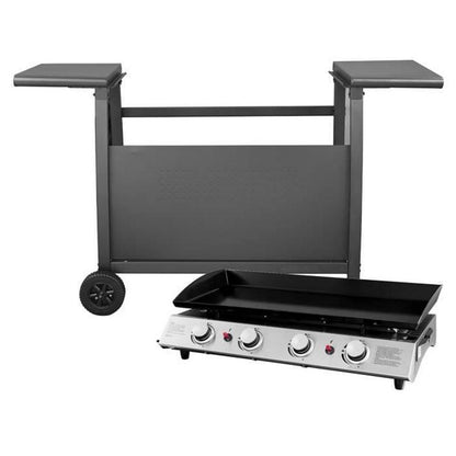 Callow Black 4 Burner Gas Griddle and Plancha with Stand and Side Tables | 1104+stand - BBQs & Grills - 1104+stand - GardenHearth