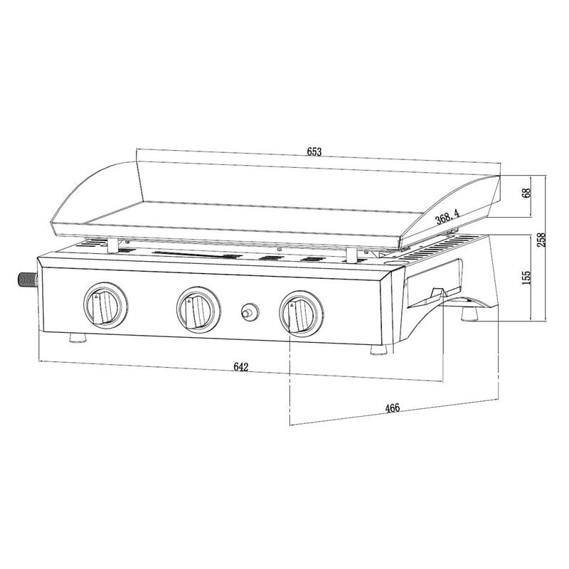 Callow Gas 3 Burner BBQ Plancha Grill with Stand | 1003+stand - BBQs & Grills - 1003+stand - GardenHearth