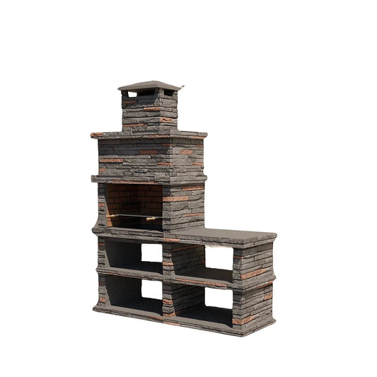 Callow Londres Modern Masonry Charcoal BBQ with Side Table in Dark Stone | 461D - BBQs & Grills