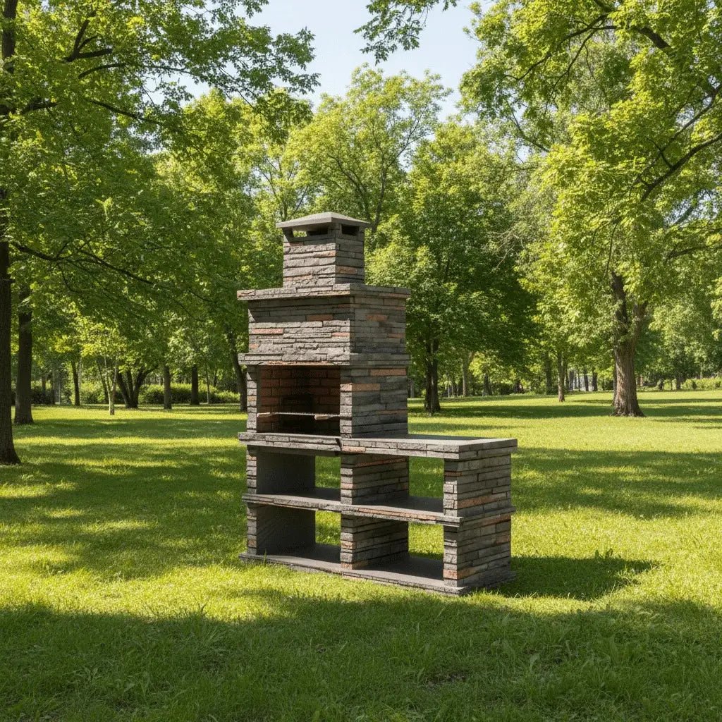 Callow Londres Modern Masonry Charcoal BBQ with Side Table in Dark Stone | 461D - BBQs & Grills