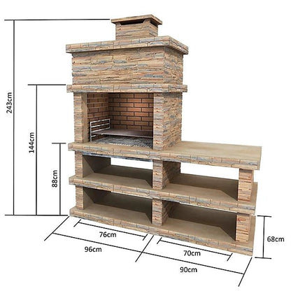 Callow Londres Modern Masonry Charcoal BBQ with Side Table in Light Stone | 461L - BBQs & Grills - 461L - GardenHearth