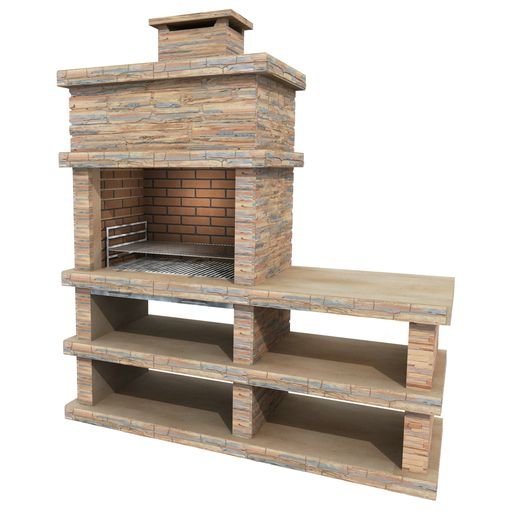 Callow Londres Modern Masonry Charcoal BBQ with Side Table in Light Stone | 461L - BBQs & Grills - 461L - GardenHearth