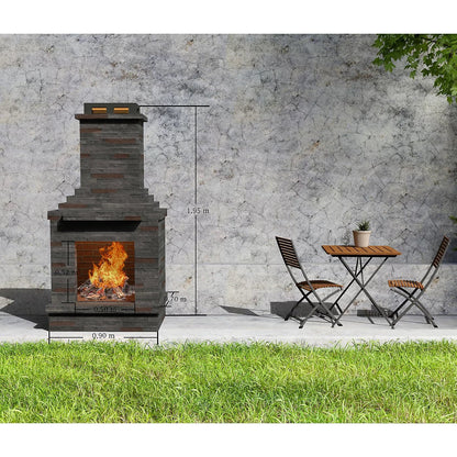 Callow Stone Outdoor Wood Burning Fireplace | FPL (Light) or FPD (Dark) - Outdoor Fireplaces - FPD - 2 - GardenHearth