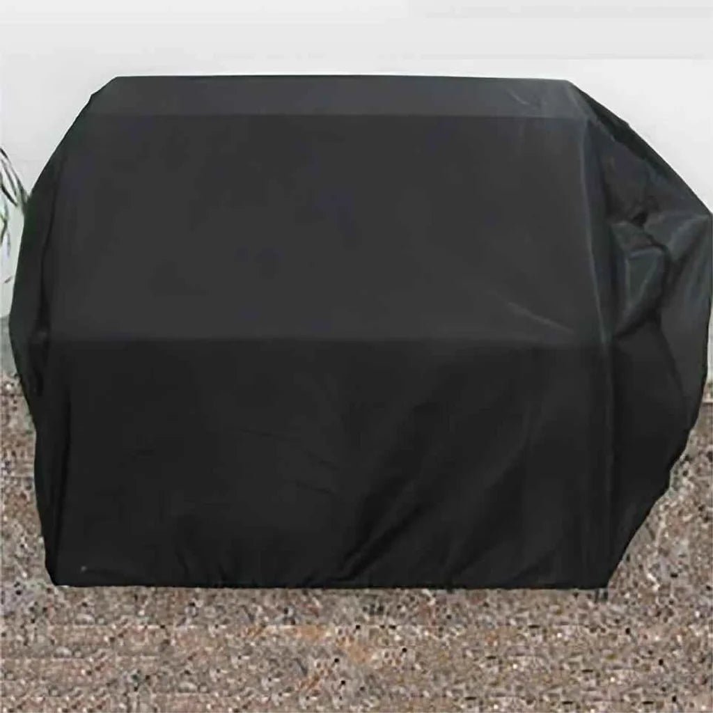 Black durable fabric grill cover for sunstone ruby series 4 burner built in bbq protects from weather elements