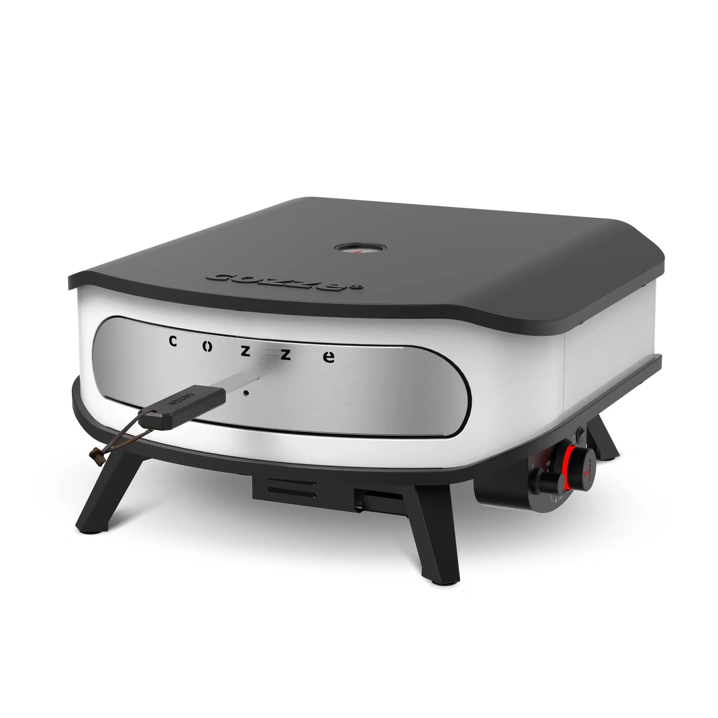 Stainless steel and black cozze electric griddle with sleek modern design in cozze 17 inch gas pizza oven with rotating stone