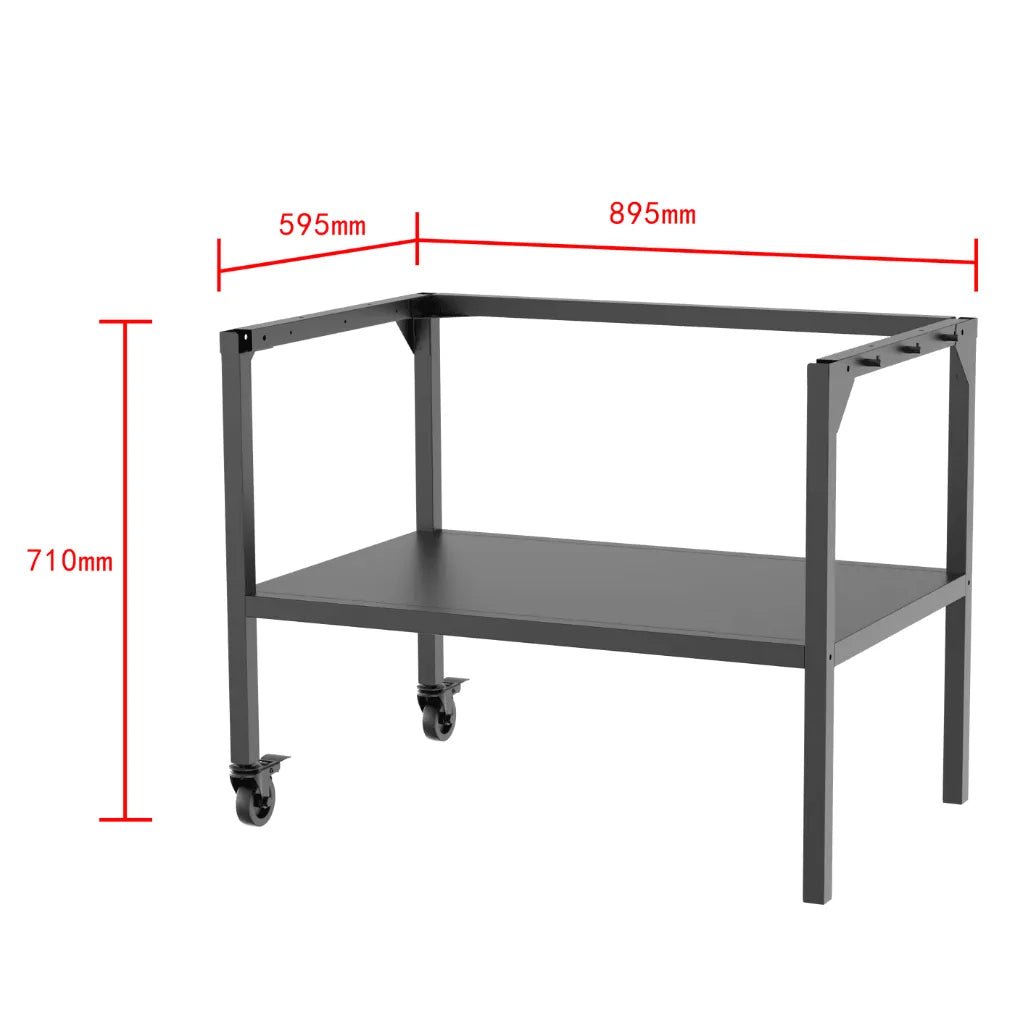 Black metal utility cart cozze 900 station 90200 with two shelves and casters for easy mobility