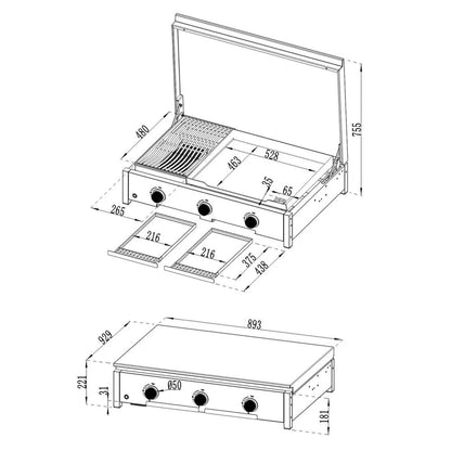 Cozze Combo 900 Plancha Grill | 90460 - BBQs & Grills