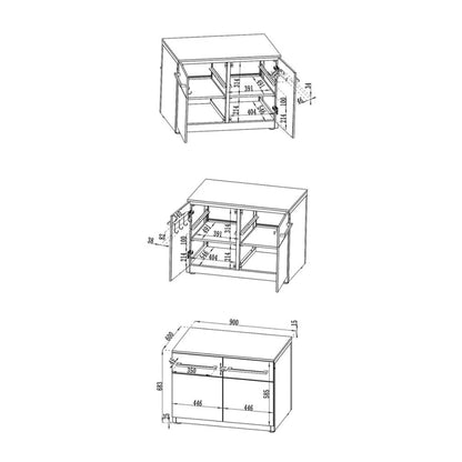 Modern minimalist outdoor kitchen cabinet with sleek flat-panel design in dark gray for cozze elements 90 low module