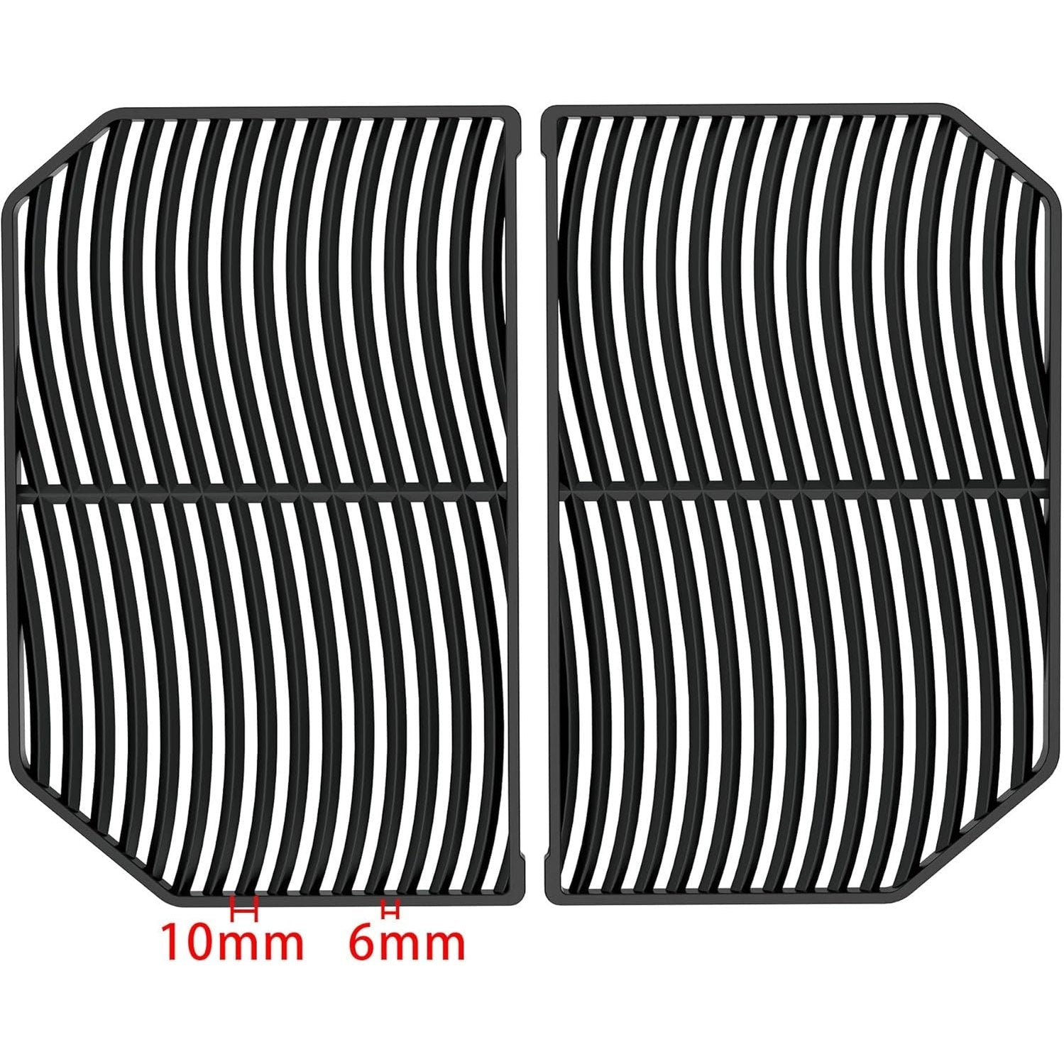 Black plastic grill grates with curved parallel slats for cozze g-500 gas grill with 2 zones 5.0 kw 90502