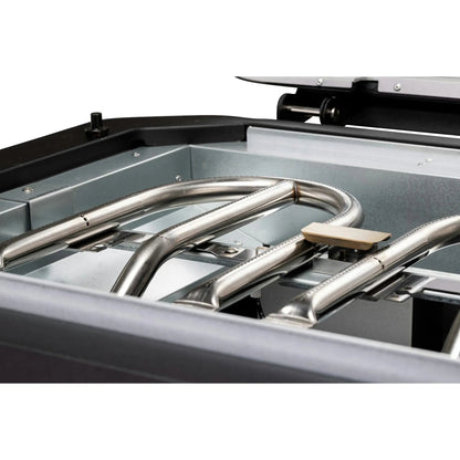 Stainless steel burner assembly with curved polished tubes and beige ignition block for cozze g-500 gas grill