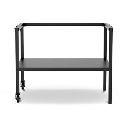 Black metal cart with single shelf and four caster wheels included in cozze smash and sear grill 900 trolley package