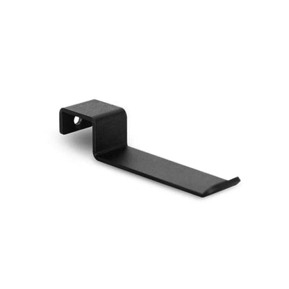 Black metal cozze storage hook with flat elongated body and curved top with circular hole 5 pc set