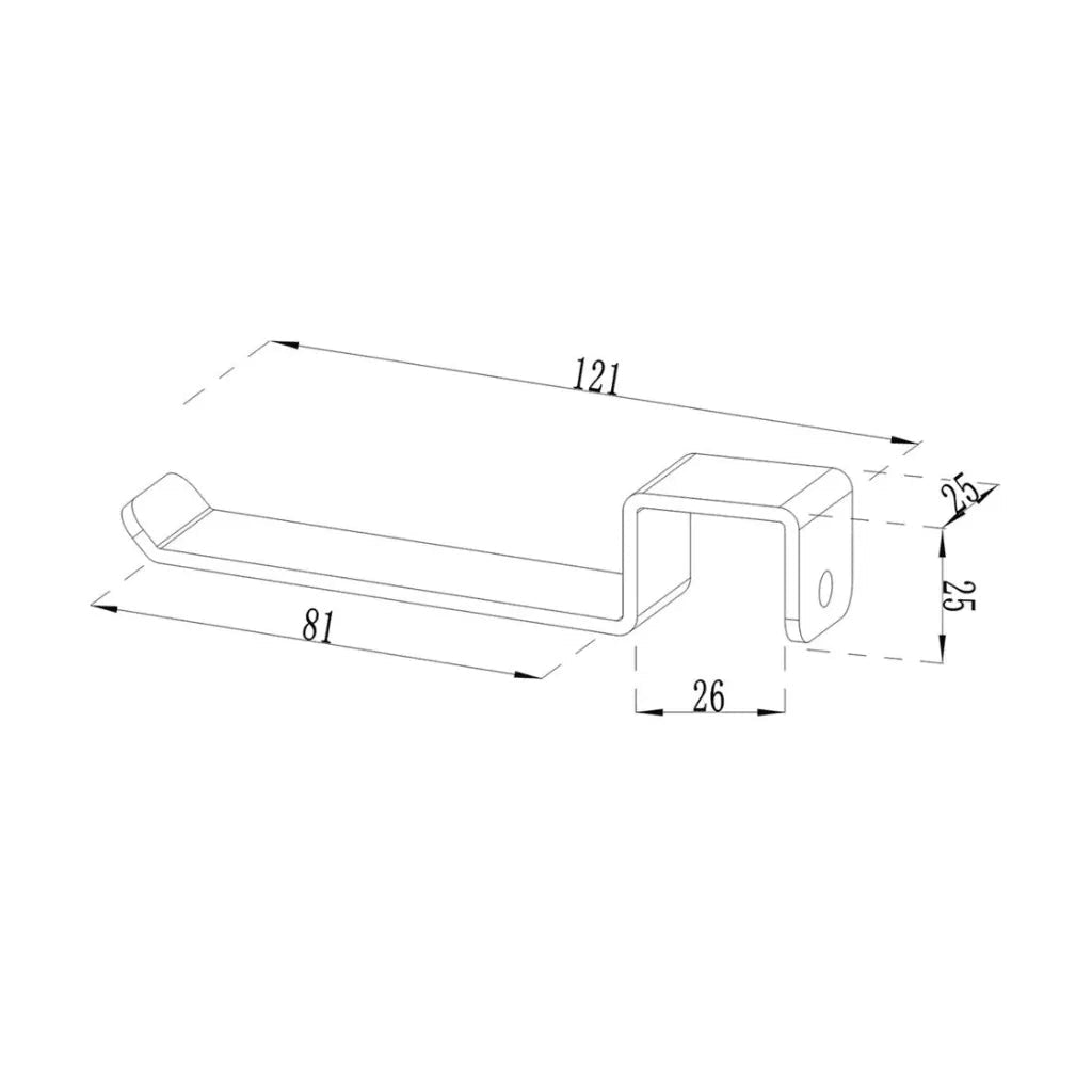 Metal u-shaped storage hook bracket in sleek industrial design for cozze 5 pc set model 90252 with precise dimensions