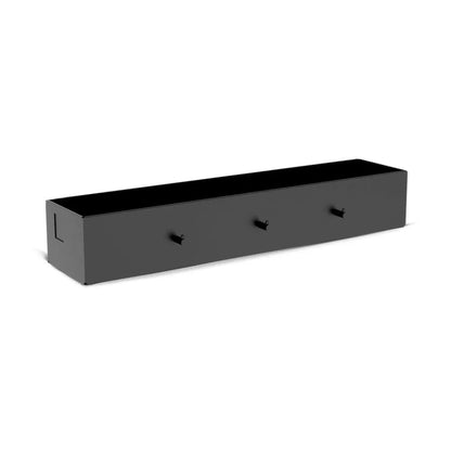 Black rectangular metal coat rack with three hooks from Cozze Universal Shelf 90254 for versatile wall storage