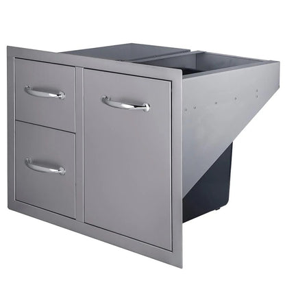 Double Drawer And Trash Tray Combo With Plastic Bin | A - LPCDD36 - Storage - A - LPCDD36 - GardenHearth