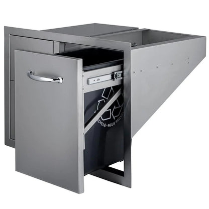 Double Drawer And Trash Tray Combo With Plastic Bin | A - LPCDD36 - Storage - A - LPCDD36 - GardenHearth