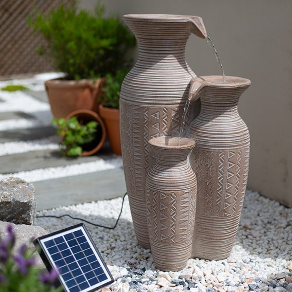 Easy Fountain Aztec Vase Solar Water Feature | S45314 - Water Features - S45314 - GardenHearth