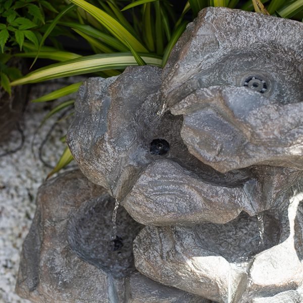 Easy Fountain Cascading Rocks Solar Water Feature | S45324L - Water Features - S45324L - GardenHearth