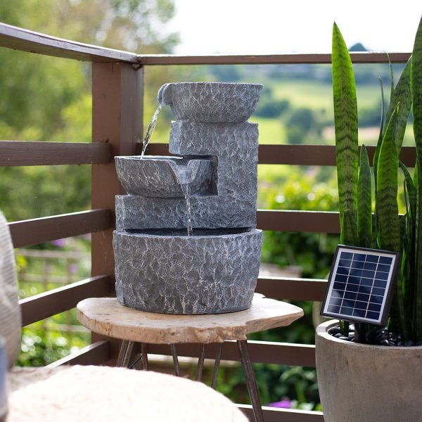 Easy Fountain Pouring Bowls Solar Water Feature | S45309 - Water Features - S45309 - GardenHearth