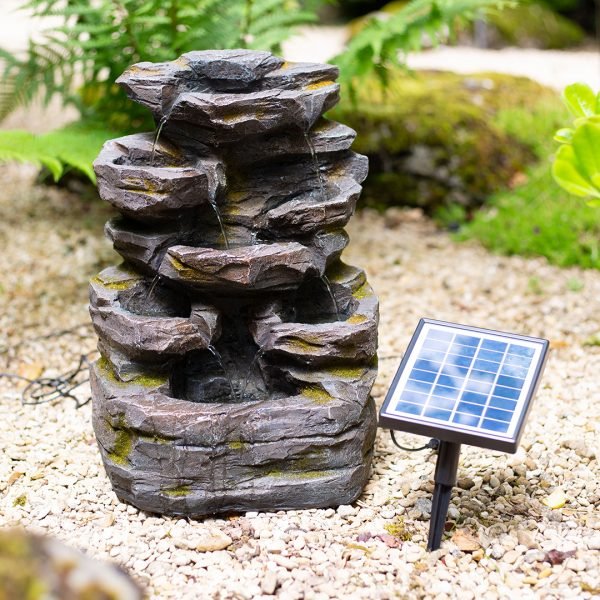 Easy Fountain Rock Falls Solar Water Feature | S45311 - Water Features - S45311 - GardenHearth