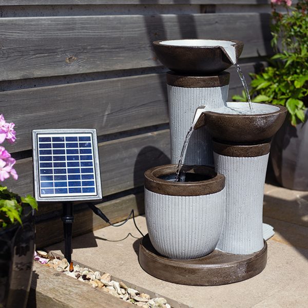 Easy Fountain Trio Pillars Solar Water Feature | S45327L - Water Features - S45327L - GardenHearth