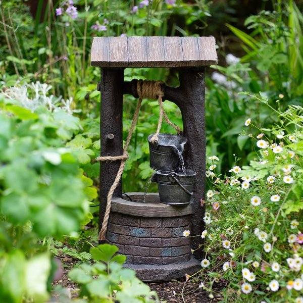 Easy Fountain Wishing Well Solar Water Feature | S45316L - Water Features - S45316L - GardenHearth