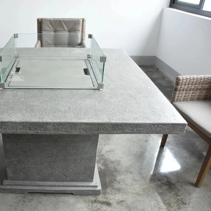 Elementi birmingham gray stone fire pit table with glass enclosure and metal frame 13.2 kw ofg202