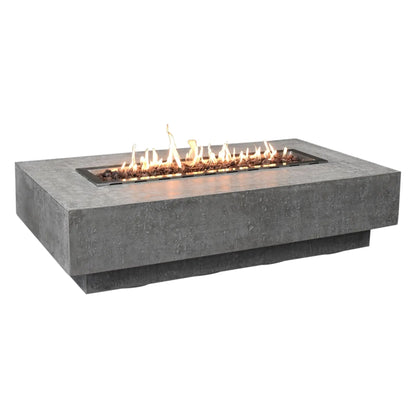 Elementi hampton fire table 13.2 kw modern gray concrete rectangular fire pit table with flame-filled recess