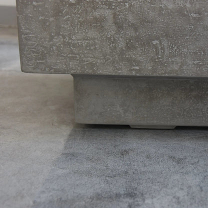 Gray concrete planter with textured speckled surface and rectangular base for elementi kingsale fire table 13.2 kw