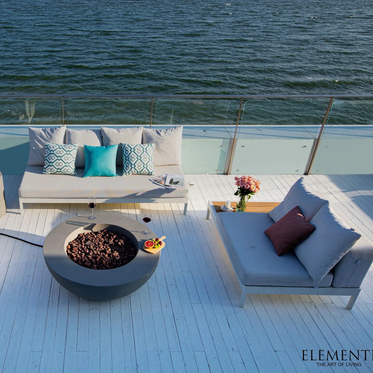 Elementi Lunar Bowl Fire Table – Light Grey | OFG101