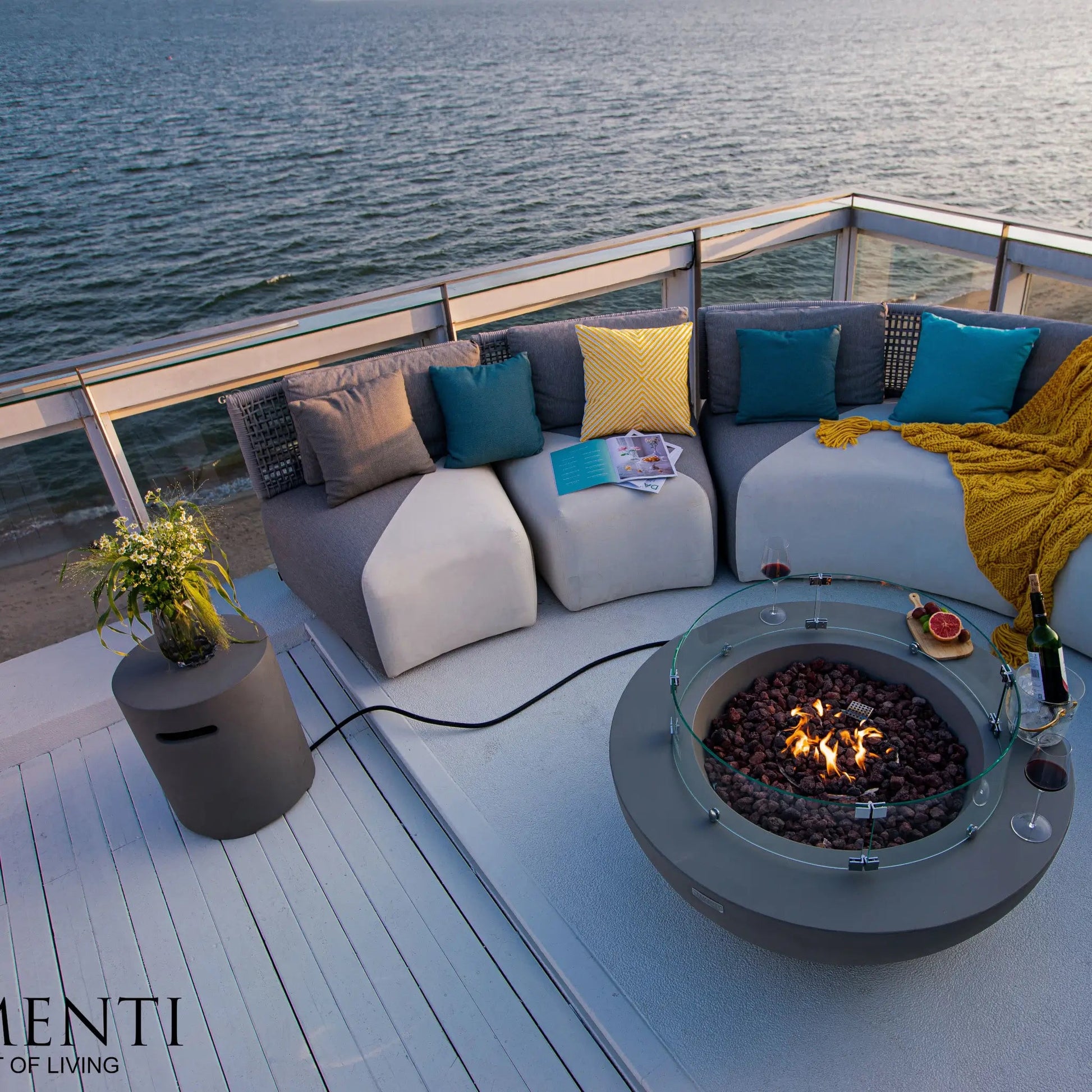 Elementi Lunar Bowl Fire Table – Light Grey | OFG101
