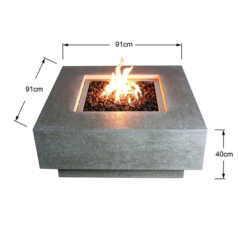 Elementi Manhattan Gas Fire Table – Light Grey | OFG103LG