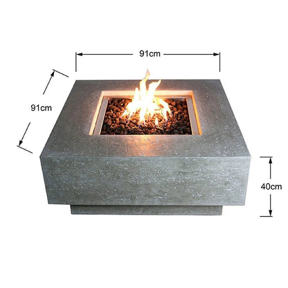 Elementi Manhattan Gas Fire Table – Light Grey | OFG103LG