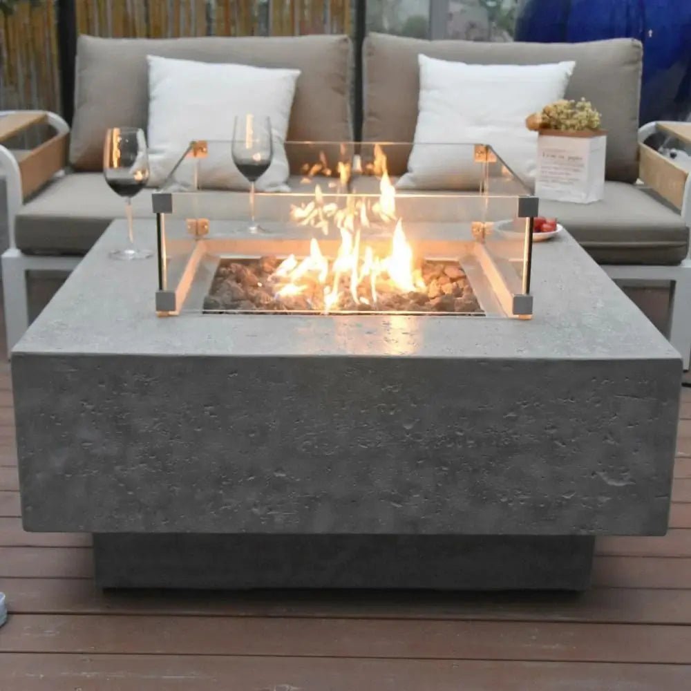 Elementi Manhattan Gas Fire Table – Light Grey | OFG103LG