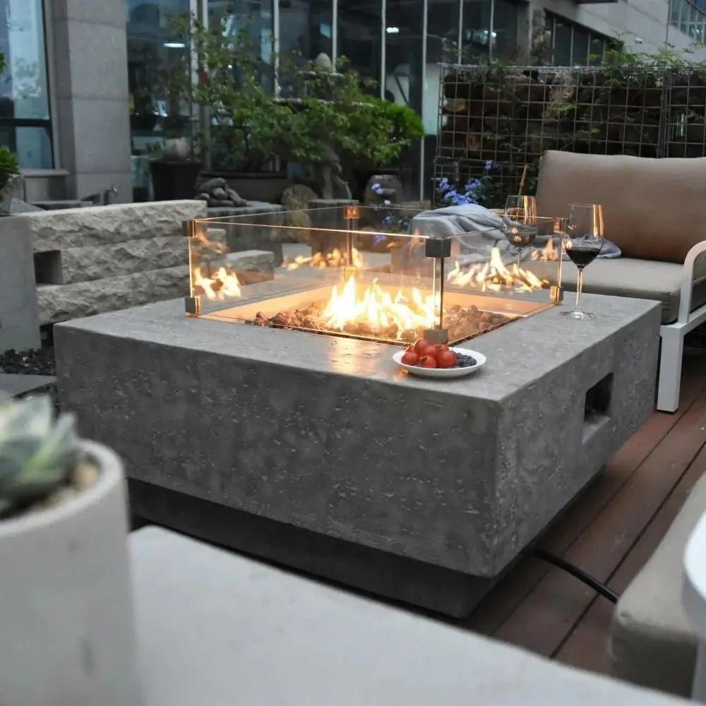 Elementi Manhattan Gas Fire Table – Light Grey | OFG103LG