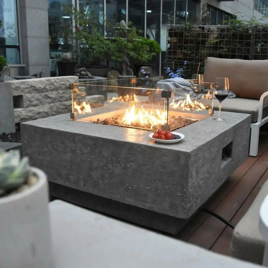 Elementi Manhattan Gas Fire Table – Light Grey | OFG103LG