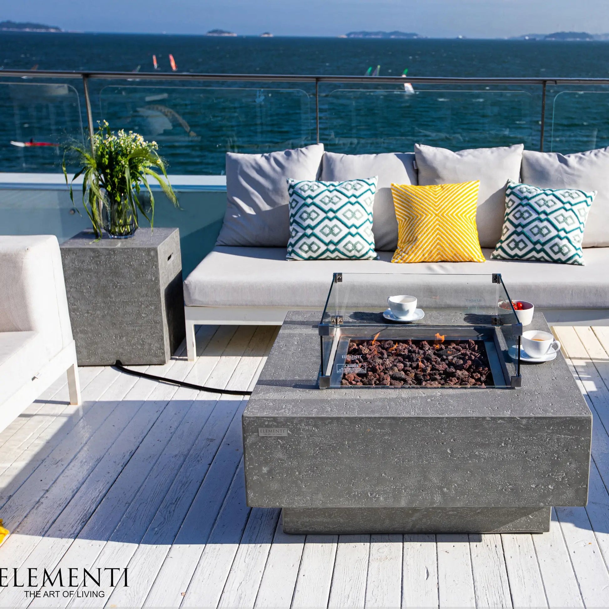 Elementi Manhattan Gas Fire Table – Light Grey | OFG103LG