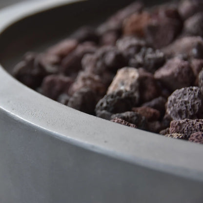 Gray concrete elementi modeno nantucket fire bowl filled with dark porous lava rocks 11.7 kw ofg116