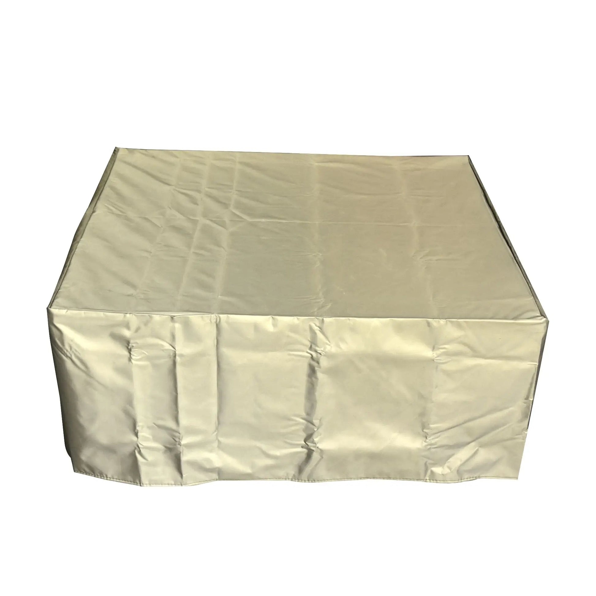 Beige waterproof outdoor furniture cover with smooth reflective fabric and reinforced seams for Elementi Modeno Wilton gas fire pit table