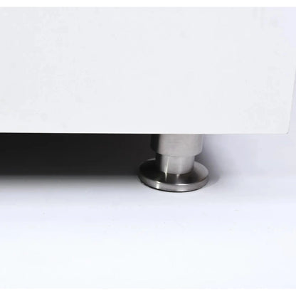 Stainless steel cabinet leg with circular base and cylindrical shaft for elementi plus bianco fire table 16 kw