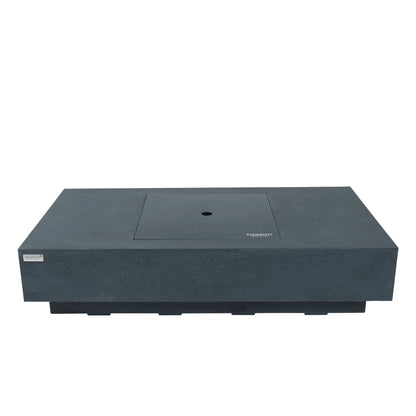 Black granite surface plate with recessed area and hole featuring elements brand label for elementi plus cannes fire table