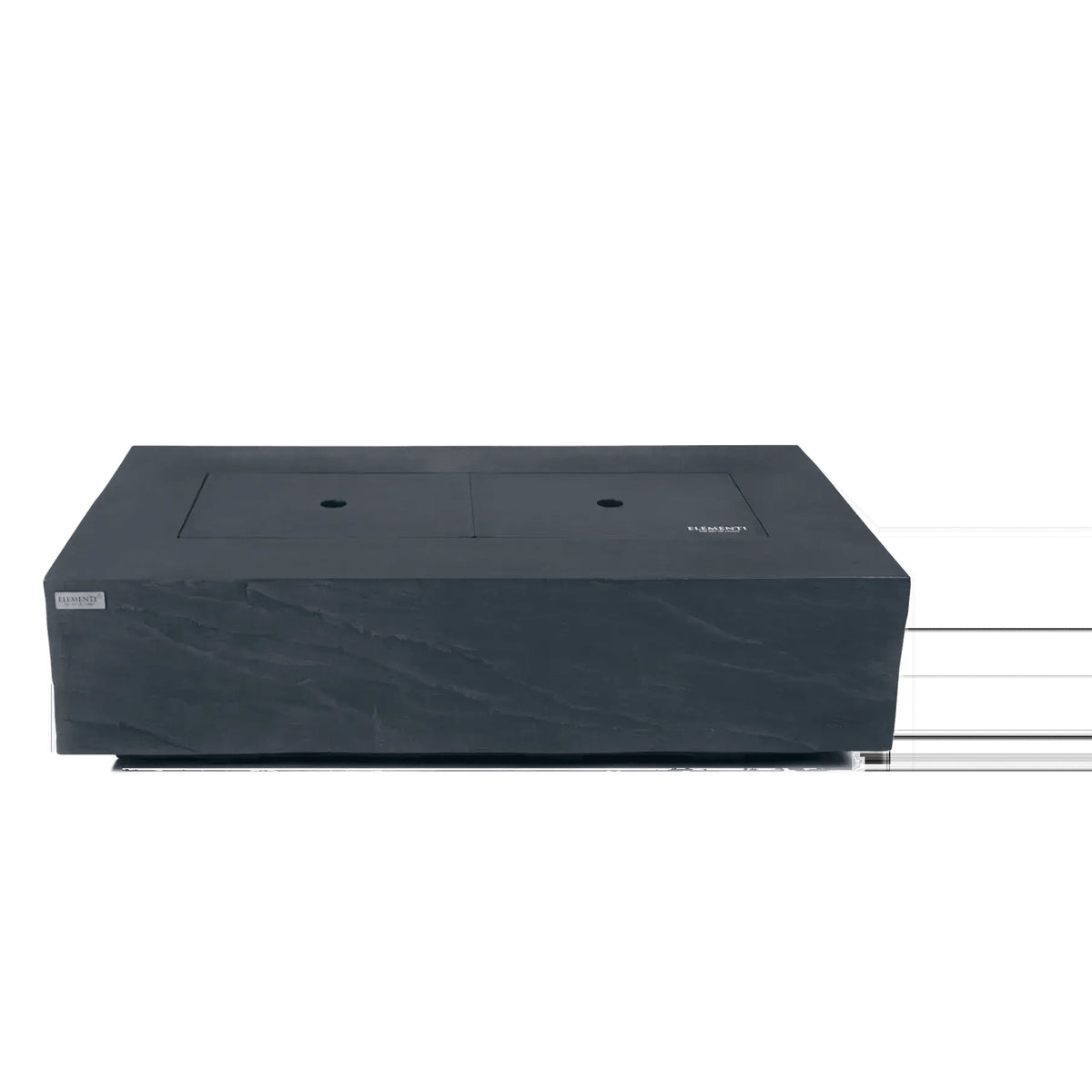 Black rectangular fire pit Elementi Plus Cape Town fire table with sleek modern design and two circular top openings