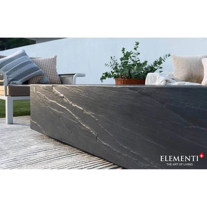 Dark gray textured stone coffee table with sleek modern design from Elementi Plus Cape Town fire table 16 kW OFG410SL