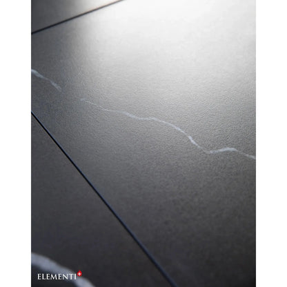 Elementi plus copenhagen porcelain top fire table with 16 kw matte dark gray ceramic tile and subtle white veining