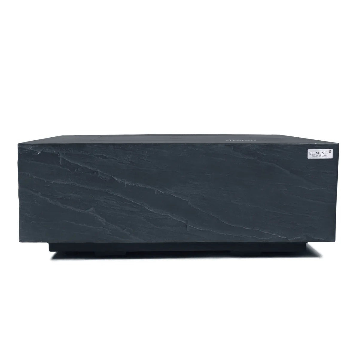 Elementi Plus Roraima fire table OFG411SL with dark gray slate top featuring a sleek minimalist design and natural veining