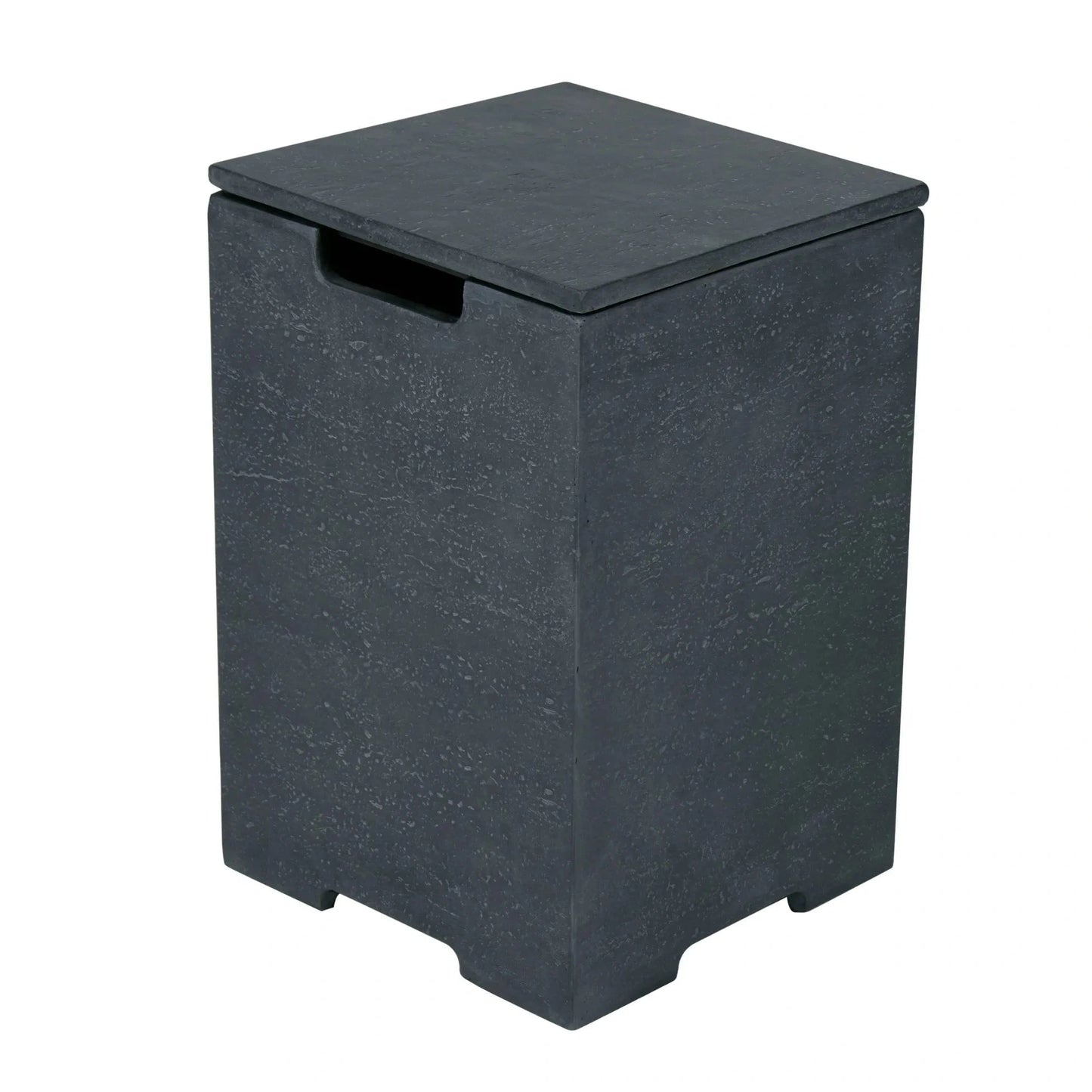 Dark gray textured plastic laundry hamper with matching lid and integrated handle elementi plus tank cover onb406dg