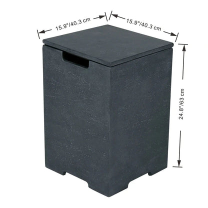 Elementi Plus tank cover dark grey black textured outdoor storage bin with matching lid and integrated handle