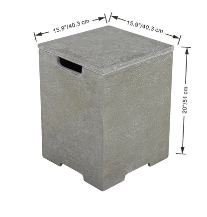 Light grey elementi plus tank cover laundry hamper with gray concrete texture, matching lid, and black handle